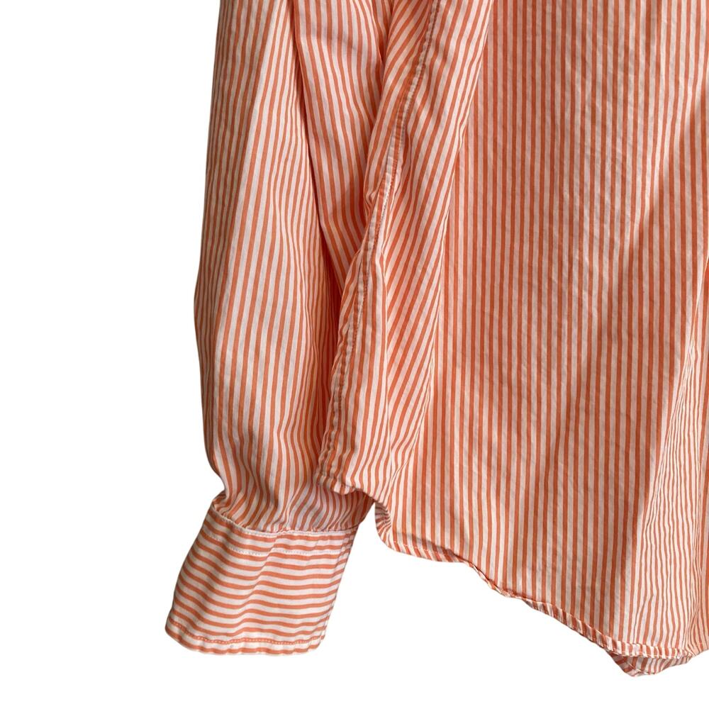 Vintage 90s Polo Ralph Lauren Orange White Stripe Custom Fit Dress Shirt Size XL - Picture 13 of 16